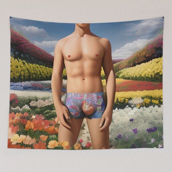 Item preview, Shirtless Man Carlsbad Flower Fields California designed and sold by Places On Earth.