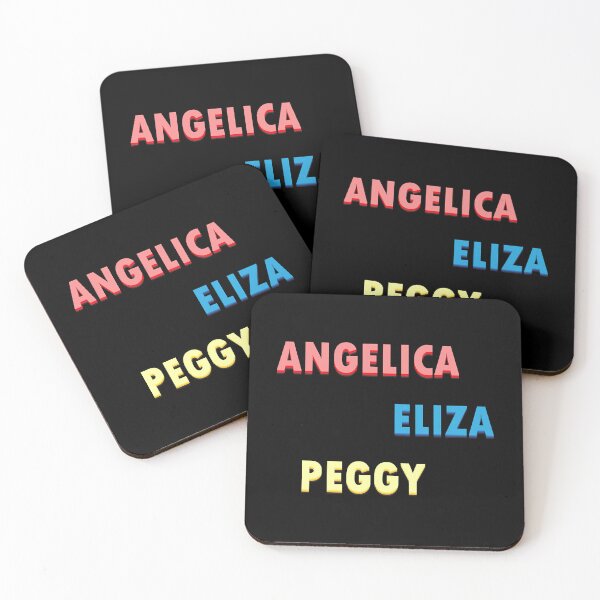 Item preview, Name tag of Schuyler sisters in white stickers Angelica, Eliza and Peggy designed and sold by CustomTrendyss.
