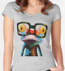 Hipster Frog Nerd Glasses Women's Fitted Scoop T-Shirt