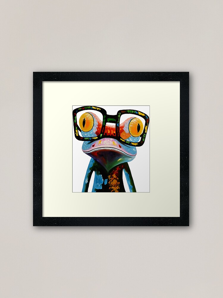 Alternate view of Hipster Frog Nerd Glasses Framed Art Print