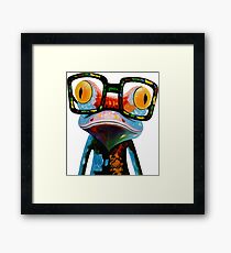 Lámina enmarcada Hipster Frog Nerd Glasses