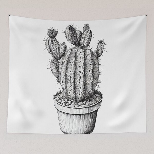Item preview, Cactus Illustration, Black & White designed and sold by Plantophiles.