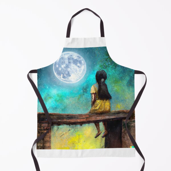 Item preview, Moonlit Reflection: An Oil Painting of a Girl Sitting on a Bridge Gazing at the Moon" designed and sold by Sparkline.