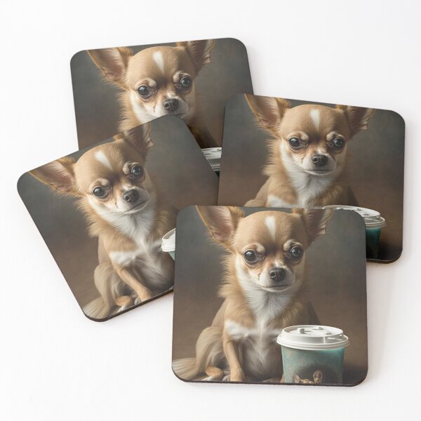 Item preview, Tired Chihuahua with Coffee Print designed and sold by PixelProphets.