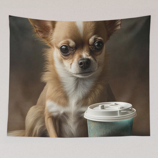 Item preview, Tired Chihuahua with Coffee Print designed and sold by PixelProphets.