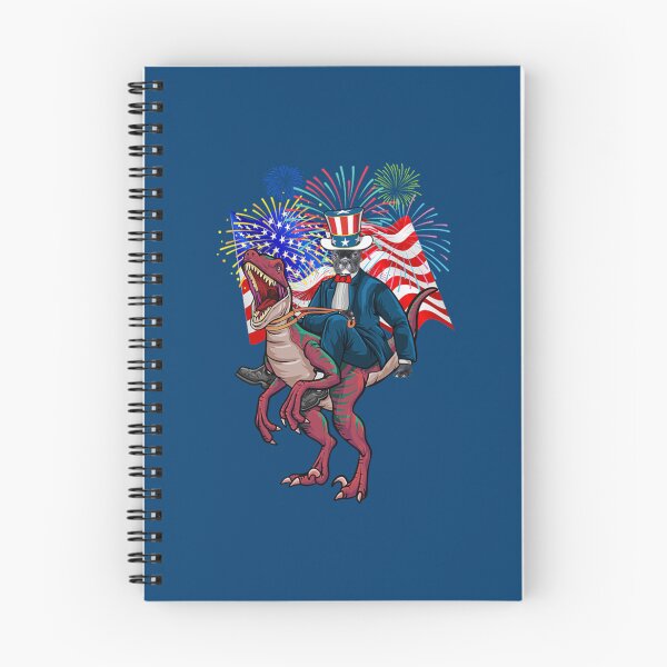 Item preview, dog riding dinosaur fireworks american flag  designed and sold by FitCustomDesign.