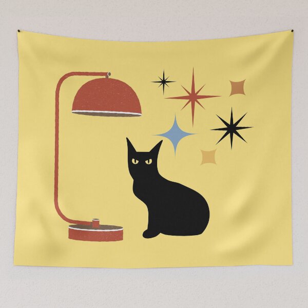 Item preview, Retro Mid Century Atomic Black Cat, Mid century cat,retro atomic cats, designed and sold by Tamas Das.