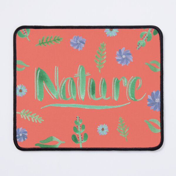 Item preview, Green Watercolor Brush Lettering - Nature with Leaves and Flowers on Living Coral designed and sold by Karen McFarland.