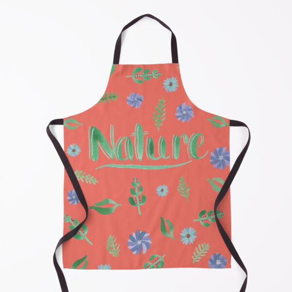 Item preview, Green Watercolor Brush Lettering - Nature with Leaves and Flowers on Living Coral designed and sold by Karen McFarland.
