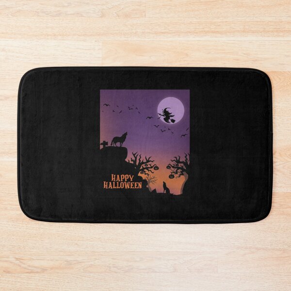 Item preview, Happy Halloween wolfs howling witch and bats flying to the moon and scary pumpkin The Best Gift For halloween party105 designed and sold by FitCustomDesign.