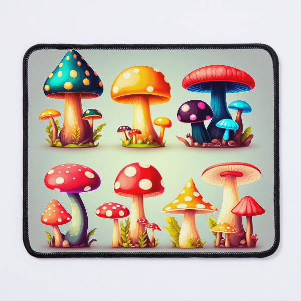 Item preview, Fun and colorful mushrooms. Drawing of hallucinating mushrooms. mushroom art. designed and sold by Cute-and-Co.