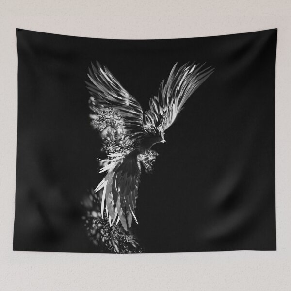 Item preview, Black and White Phoenix Drawing designed and sold by Fulya Tanak.