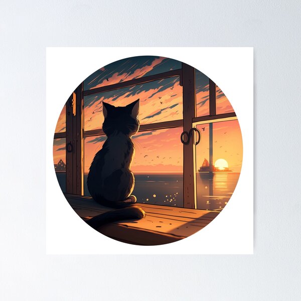 Item preview, Cat Watching Sunset : For Sunset Lovers designed and sold by Ameripensia.