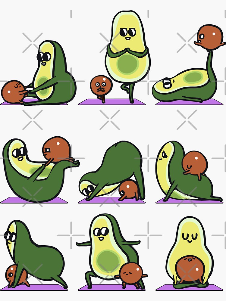 Avocado Yoga Sticker by Huebucket