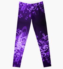 Purple Glow Musiknoten Leggings