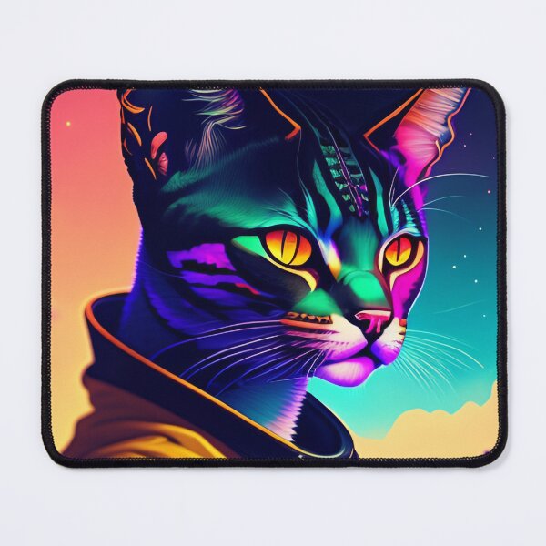 Item preview, Cool cat warrior illustration in the space, colorful vibrant digital art 1 designed and sold by vishalraifx.
