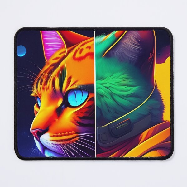 Item preview, Cool cat warrior illustration in the space, colorful vibrant digital art 5 designed and sold by vishalraifx.