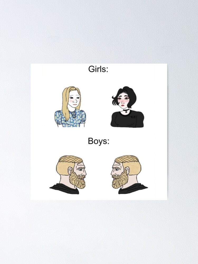 Doomer Girl and boy meme Poster Poster by DreamMeArt