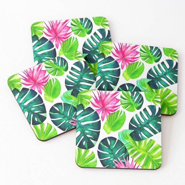 Item preview, Tropical monstera leaves and flowers designed and sold by Ascooepics.