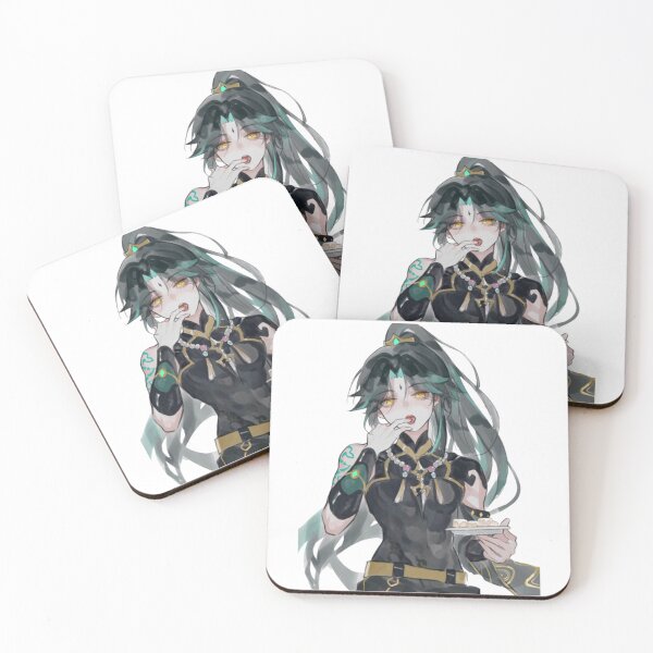 Item preview, Xiao Genshin Impact Fanart Ponytail Xiao Genshin Xiao Eating Almond Tofu Genshin Xiao Merchandise Genshin Merch designed and sold by feach.