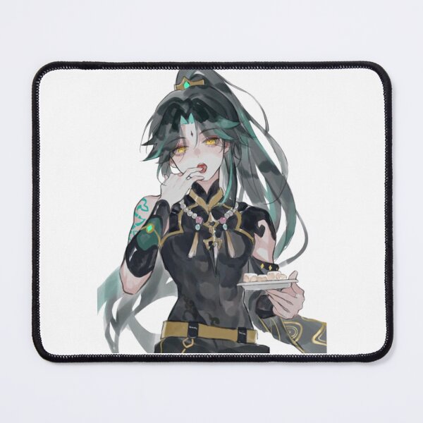 Item preview, Xiao Genshin Impact Fanart Ponytail Xiao Genshin Xiao Eating Almond Tofu Genshin Xiao Merchandise Genshin Merch designed and sold by feach.