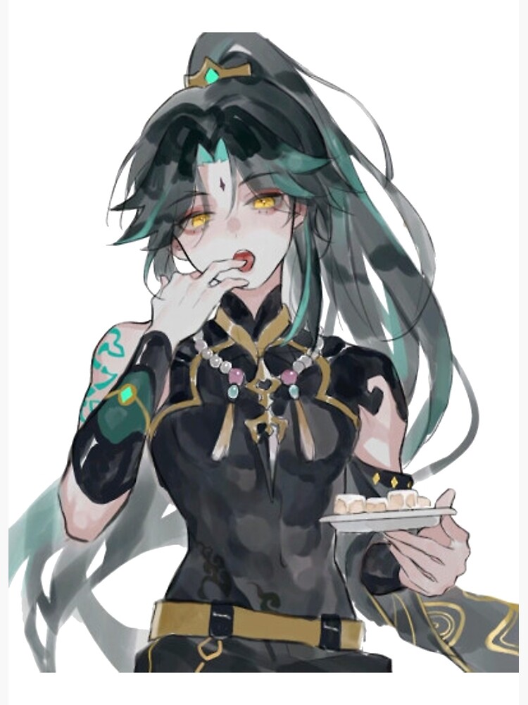 "Xiao Genshin Impact Fanart Ponytail Xiao Genshin Xiao Eating Almond