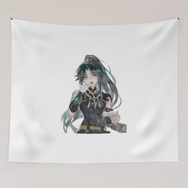 Item preview, Xiao Genshin Impact Fanart Ponytail Xiao Genshin Xiao Eating Almond Tofu Genshin Xiao Merchandise Genshin Merch designed and sold by feach.