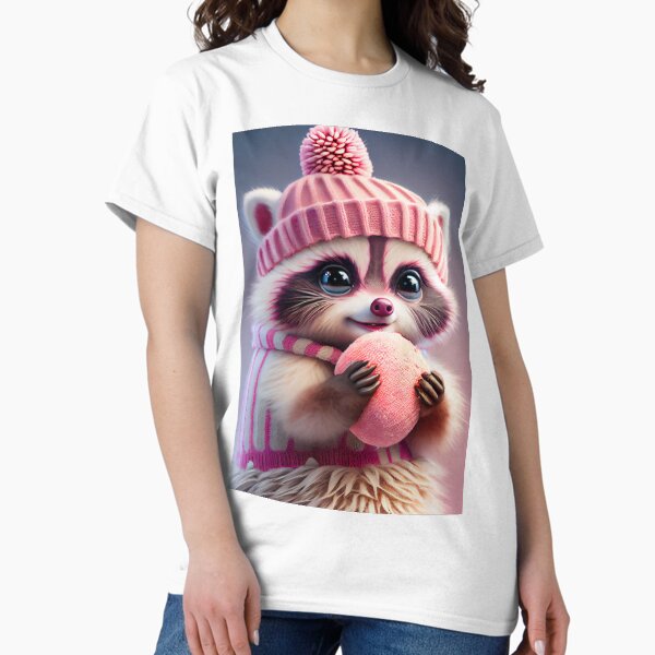 Pink and Daring: A Raccoon's Treat Time Classic T-Shirt