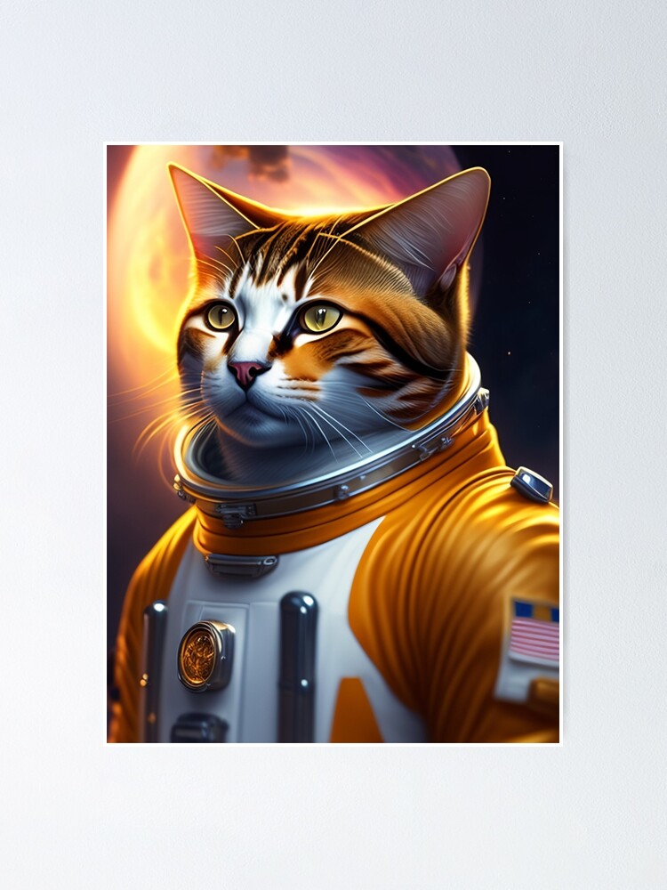 Astronaut Cat Space Digital Art Print