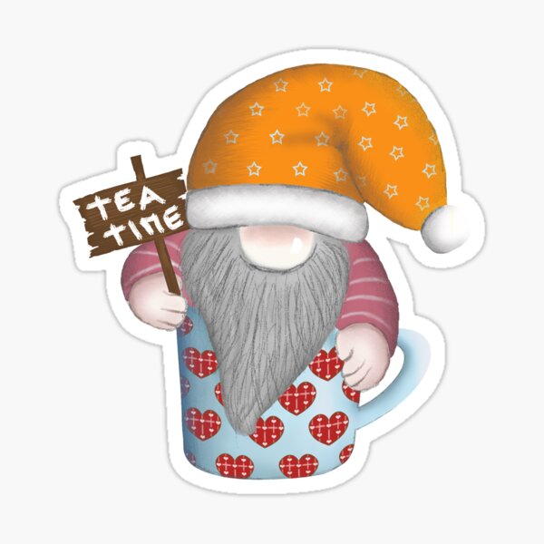 Tea Time gnome Sticker