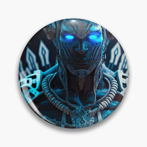 Item preview, Futuristic Mayan Inspired Man In White Armor Glowing Blue 3D Artwork designed and sold by jojolescargot.