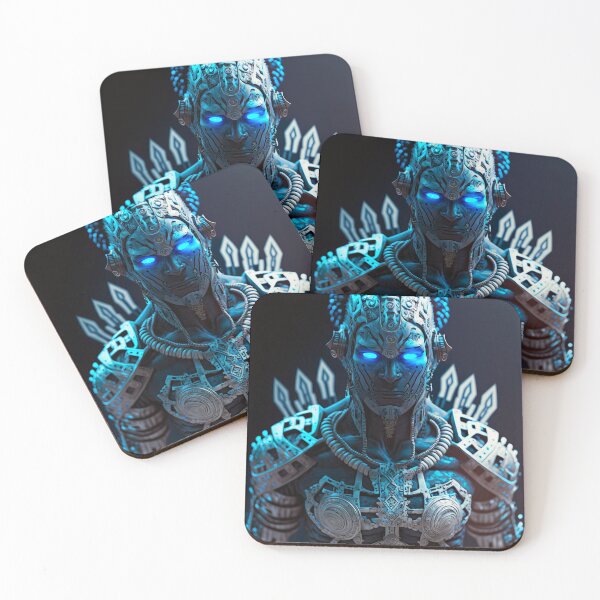 Item preview, Futuristic Mayan Inspired Man In White Armor Glowing Blue 3D Artwork designed and sold by jojolescargot.