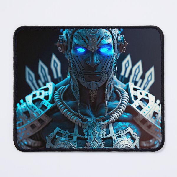 Item preview, Futuristic Mayan Inspired Man In White Armor Glowing Blue 3D Artwork designed and sold by jojolescargot.