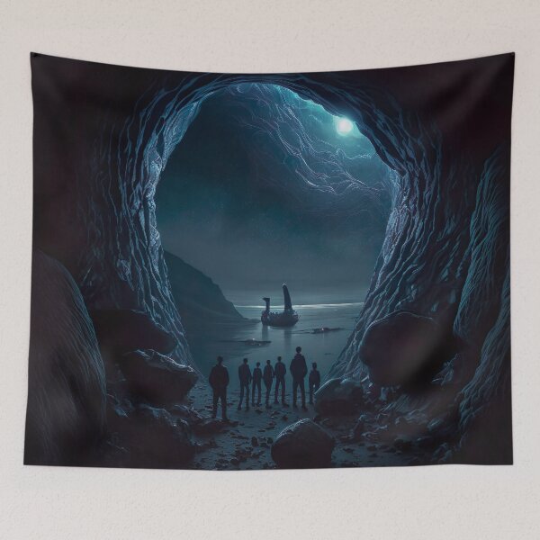 Item preview, Futuristic Scene From A Cave - Aliens Are Coming - Artwork designed and sold by jojolescargot.