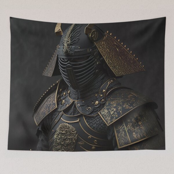 Item preview, Futurist Samurai In Black and Gold Armor Artwork by Kenchika designed and sold by jojolescargot.