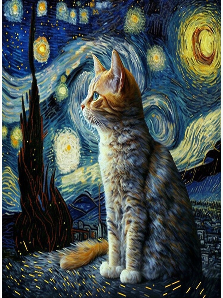 Cat Starry Night by Van Gogh Premium Matte Vertical Poster sold by ...