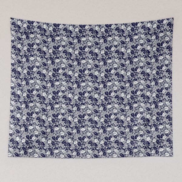 Item preview, Midnight Blue Small Leaves Tiny Flowers designed and sold by coverinlove.