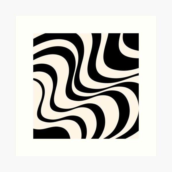 Black and pastel modern retro waves design Art Print