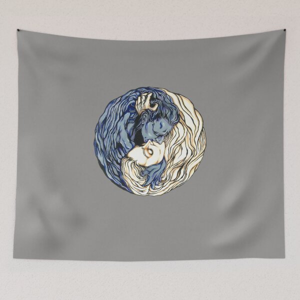 Item preview, Yin Yang Love - Blue and White - Traditional Art - Pen and Ink designed and sold by SubQtaneousArt.