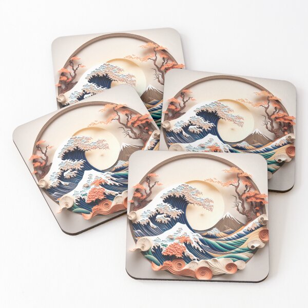 Item preview, Hokusai Inspired PaperQuill Mandala Artwork designed and sold by jojolescargot.
