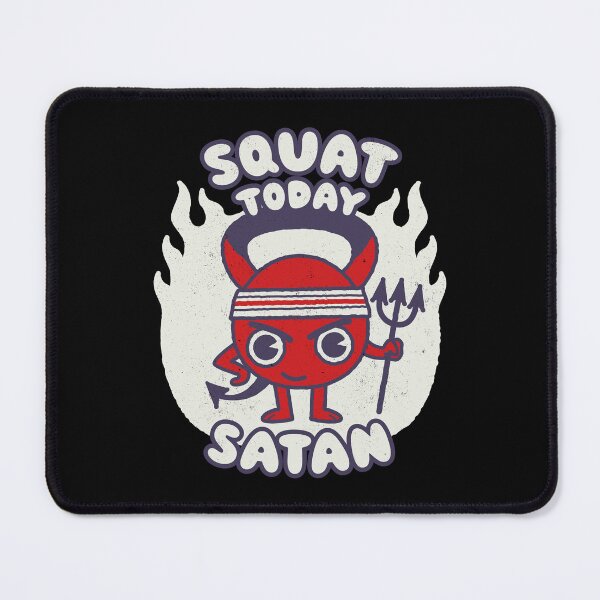 Item preview, Squat Today Satan - Humorous Cartoon Gym Funny Workout Graphic designed and sold by WeirdPunderful.