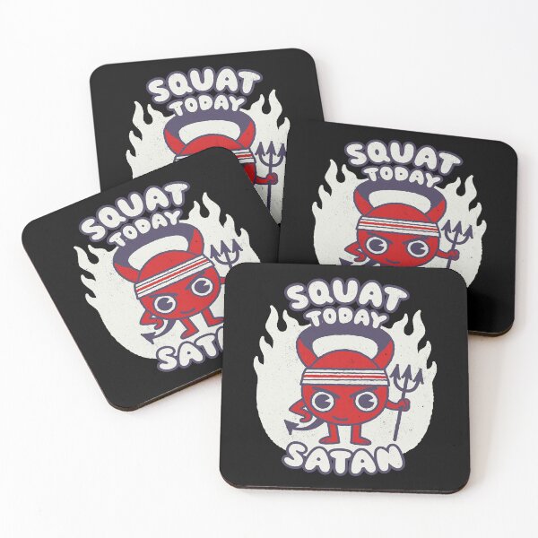 Item preview, Squat Today Satan - Humorous Cartoon Gym Funny Workout Graphic  designed and sold by WeirdPunderful.