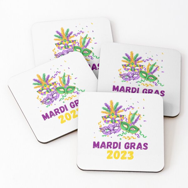 Item preview, Mardi Gras. Celebrate! Colorful Carnival Purple and Gold Design with Masks Feathers and Confetti designed and sold by Lost-World-Shop.