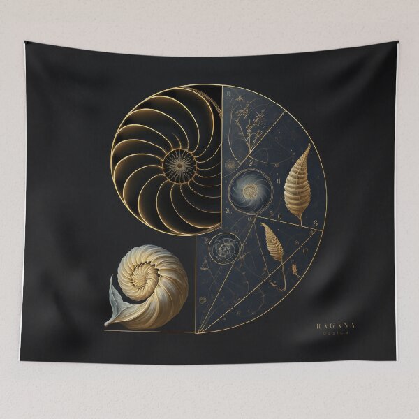Item preview, Fibonacci Golden Ratio in Elegant and Exclusive Golden and Black Design designed and sold by RAGANADesign.