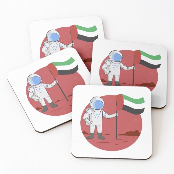 Artikelvorschau, Astronaut hält die Flagge der Vereinigten Arabischen Emirate auf dem Planeten Mars entworfen und verkauft von halhashmi.