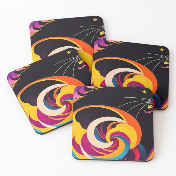 Item preview, beautiful cat colorful abstract vector illustration digital art curls and waves 2 designed and sold by vishalraifx.
