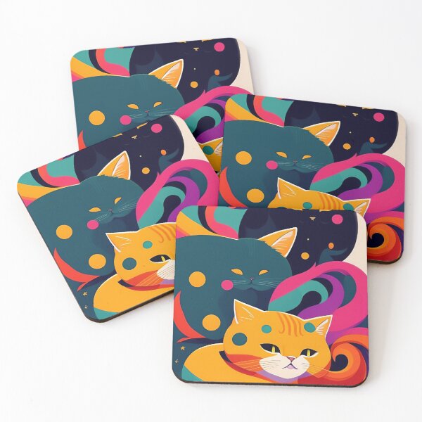 Item preview, beautiful cat colorful abstract vector illustration digital art curls and waves 3 designed and sold by vishalraifx.