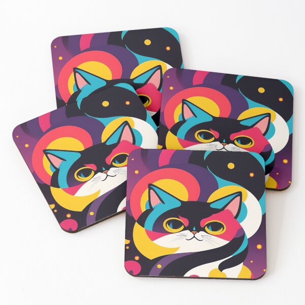 Item preview, beautiful cat colorful abstract vector illustration digital art curls and waves 4 designed and sold by vishalraifx.