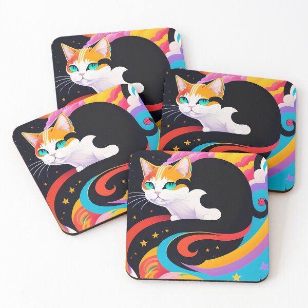 Item preview, beautiful cat colorful abstract vector illustration digital art curls and waves 6 designed and sold by vishalraifx.