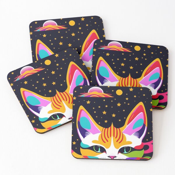 Item preview, beautiful cat colorful abstract vector illustration digital art curls and waves 7 designed and sold by vishalraifx.